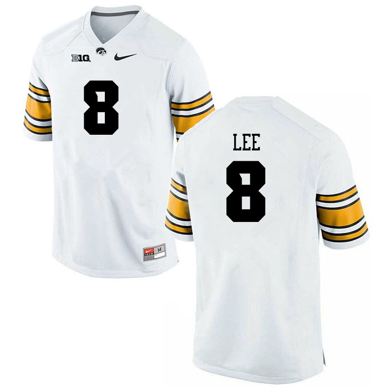 Men #8 Deshaun Lee Iowa Hawkeyes College Football Alternate Jerseys Sale-White - Click Image to Close